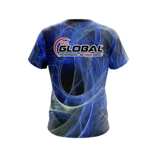 900 Global Energy Swirls Blue CoolWick Bowling Jersey - Image 2