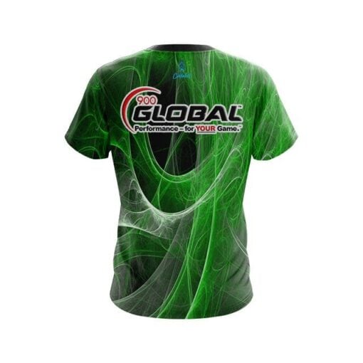 900 Global Energy Swirls Green CoolWick Bowling Jersey - Image 2