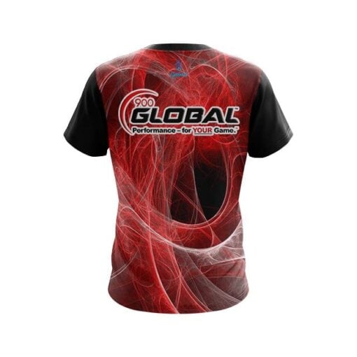 900 Global Energy Swirls Red CoolWick Bowling Jersey - Image 2