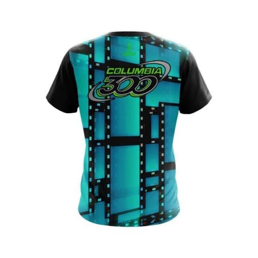 Columbia 300 Movie Reel Aqua CoolWick Bowling Jersey - Image 2