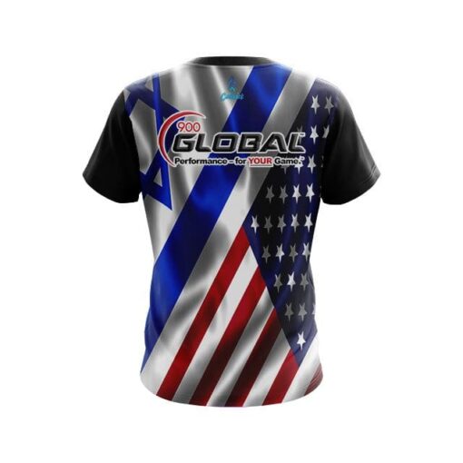 900 Global USA Israeli Flag CoolWick Bowling Jersey - Image 2