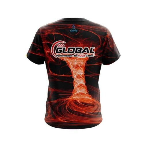 900 Global Electrical Tornado Orange CoolWick Bowling Jersey - Image 2
