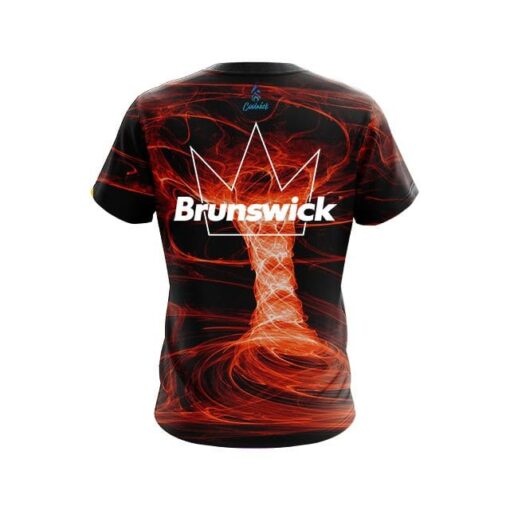 Brunswick Electrical Tornado Orange CoolWick Bowling Jersey - Image 2