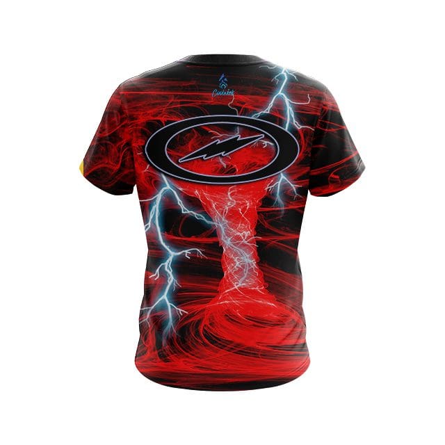 Storm Mens Dye Sub Electrical Tornado Red CoolWick Crew Bowling Jersey Shirt 