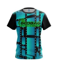 900 Global Movie Reel Aqua CoolWick Bowling Jersey