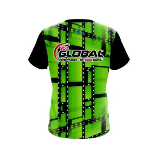 900 Global Movie Reel Green CoolWick Bowling Jersey - Image 2