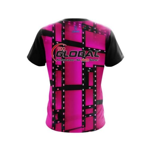 900 Global Movie Reel Pink CoolWick Bowling Jersey - Image 2