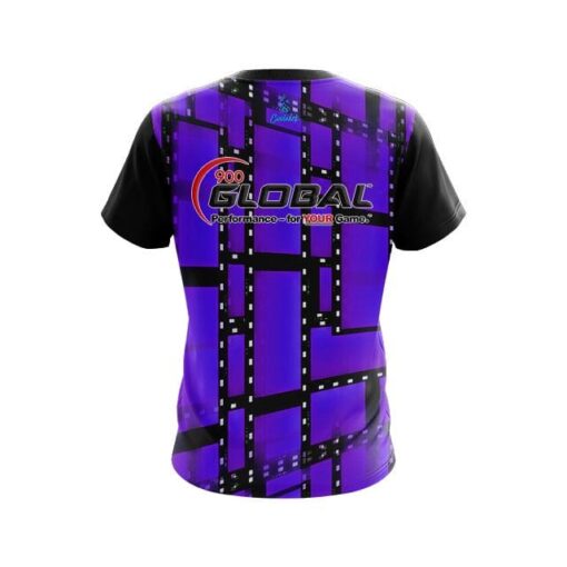 900 Global Movie Reel Purple CoolWick Bowling Jersey - Image 2