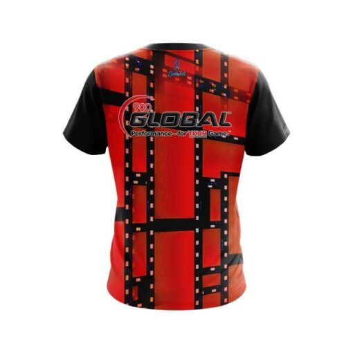 900 Global Movie Reel Orange CoolWick Bowling Jersey - Image 2