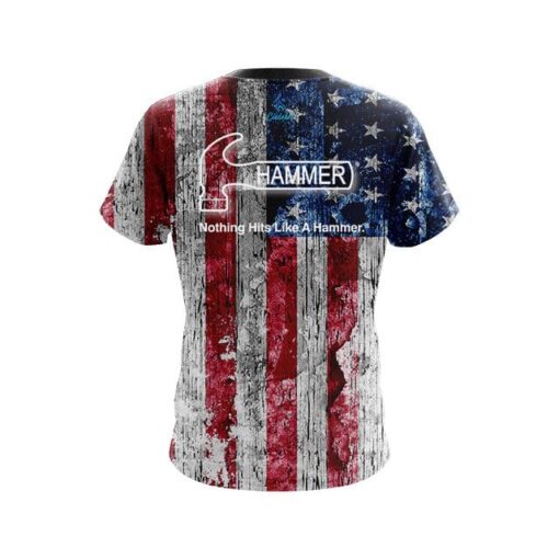 Hammer Rustic USA Flag CoolWick Bowling Jersey - Image 2