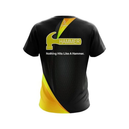 Hammer Carbon Yellow Swirl CoolWick Bowling Jersey - Image 2
