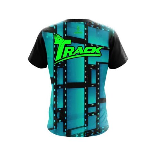 Track Movie Reel Aqua CoolWick Bowling Jersey - Image 2