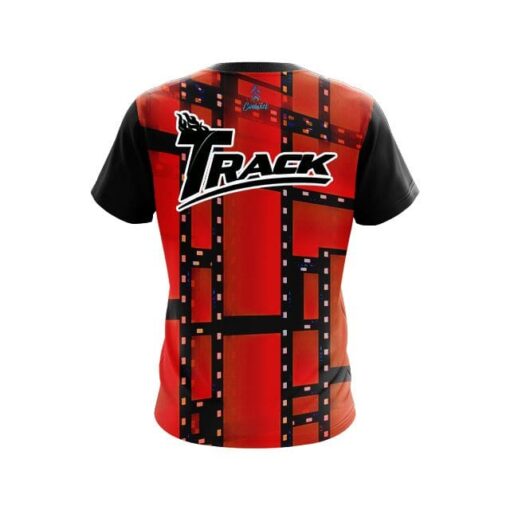 Track Movie Reel Orange CoolWick Bowling Jersey - Image 2