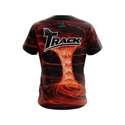 Track Electrical Tornado Orange CoolWick Bowling Jersey - Image 2