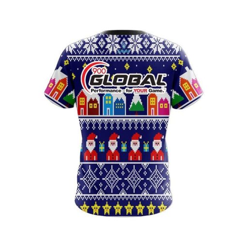 900 Global Dirty Santa Blue CoolWick Bowling Jersey - Image 2