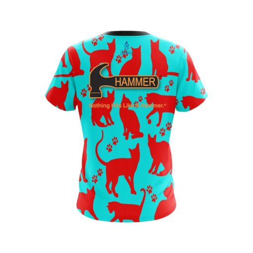 Hammer Aqua Red Cat CoolWick Bowling Jersey - Image 2