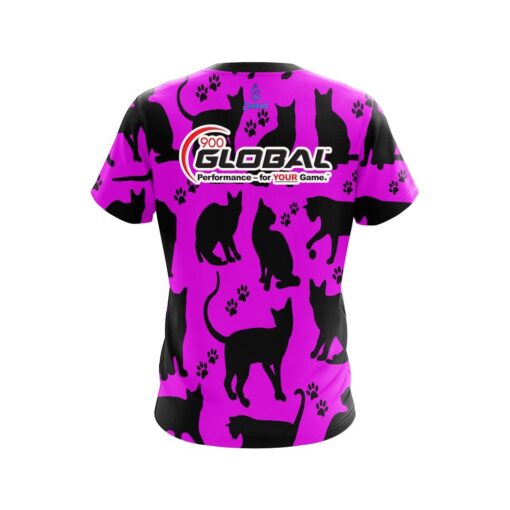 900 Global Pink Black Cat CoolWick Bowling Jersey - Image 2