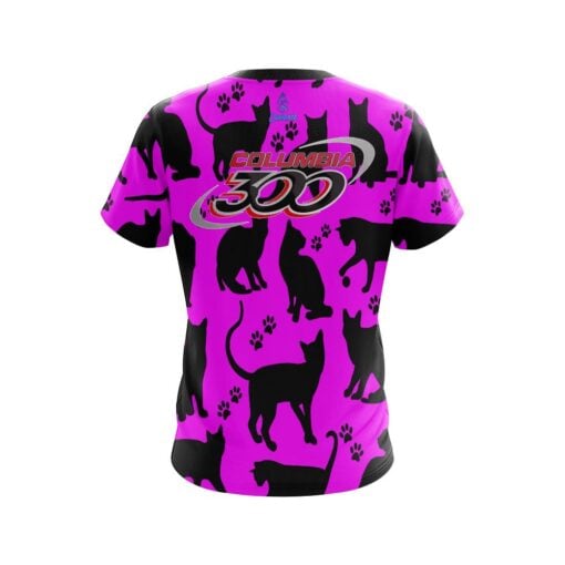 Columbia 300 Pink Black Cat CoolWick Bowling Jersey - Image 2