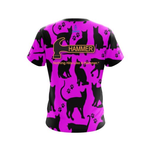 Hammer Pink Black Cat CoolWick Bowling Jersey - Image 2