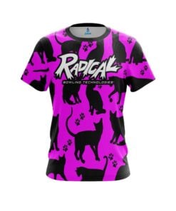 Radical Pink Black Cat CoolWick Bowling Jersey