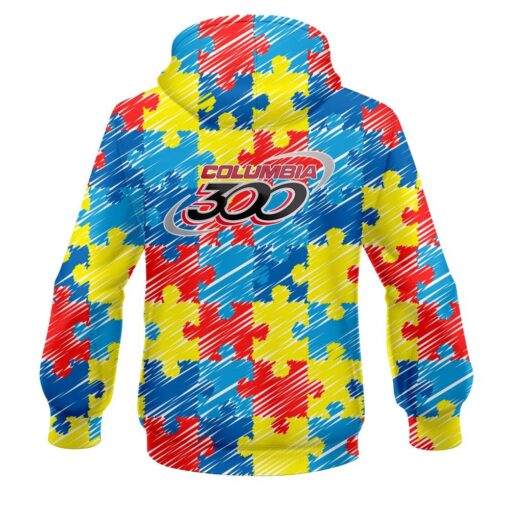 Columbia 300 Autism Awareness CoolWick Bowling Hoodie - Image 2