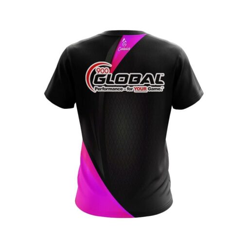 900 Global Carbon Pink Swirl CoolWick Bowling Jersey - Image 2