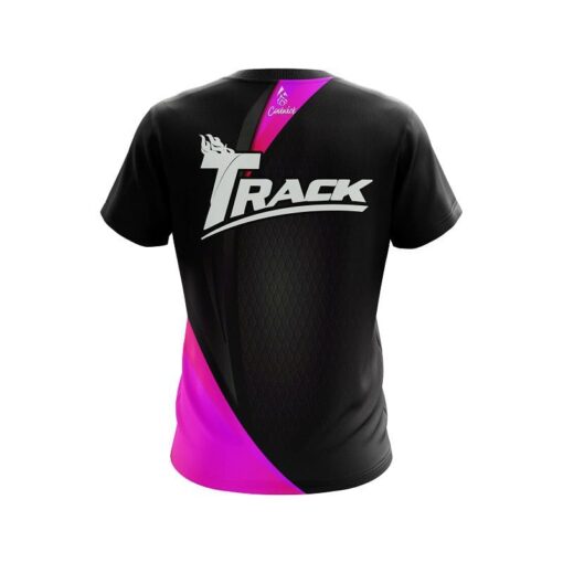 Track Carbon Pink Swirl CoolWick Bowling Jersey - Image 2