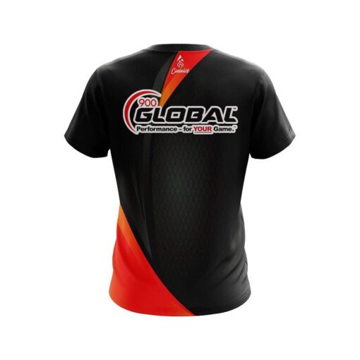 900 Global Carbon Red Swirl CoolWick Bowling Jersey - Image 2