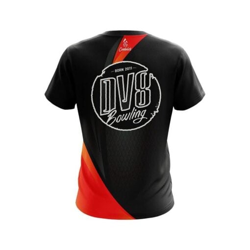 DV8 Carbon Red Swirl CoolWick Bowling Jersey - Image 2
