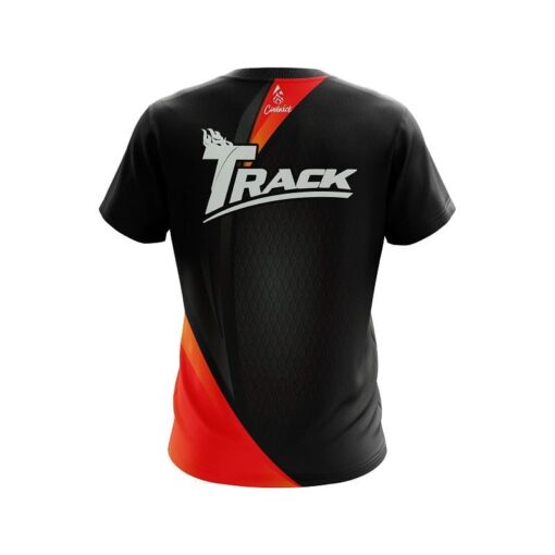 Track Carbon Red Swirl CoolWick Bowling Jersey - Image 2