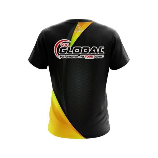 900 Global Carbon Yellow Swirl CoolWick Bowling Jersey - Image 2