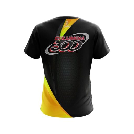 Columbia 300 Carbon Yellow Swirl CoolWick Bowling Jersey - Image 2