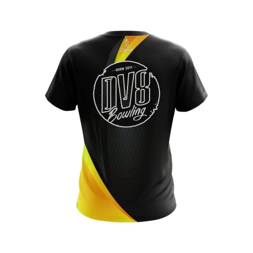 DV8 Carbon Yellow Swirl CoolWick Bowling Jersey - Image 2