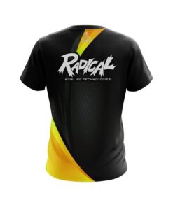 Alternative view of Radical Carbon Yellow Swirl CoolWick Bowling Jersey
