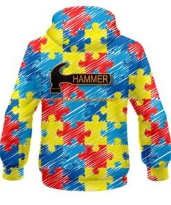 Alternative view of Hammer Autism Awareness CoolWick Bowling Hoodie