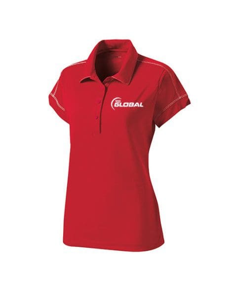 900 Global Women's Boo-Yah! Performance Polo Bowling Shirt Dri-Fit Red