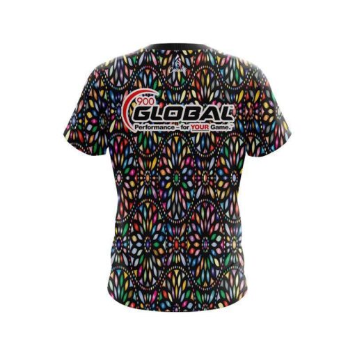 900 Global Kaleidoscope Black CoolWick Bowling Jersey - Image 2