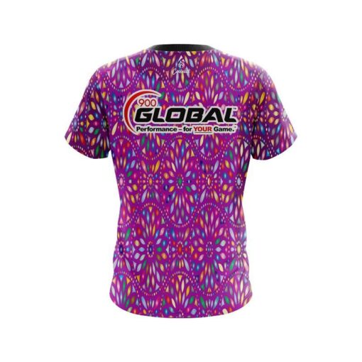 900 Global Kaleidoscope Purple CoolWick Bowling Jersey - Image 2