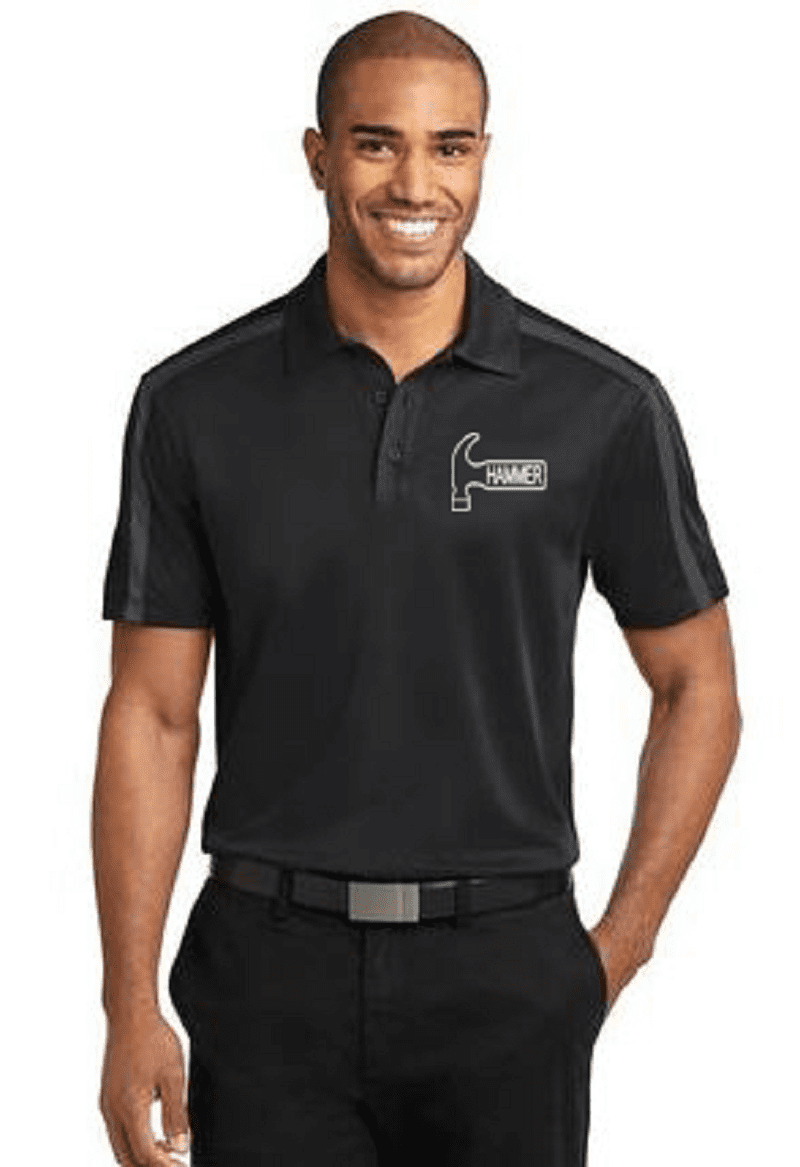Hammer Men's Legend Performance Polo Bowling Shirt Dri-Fit Black 