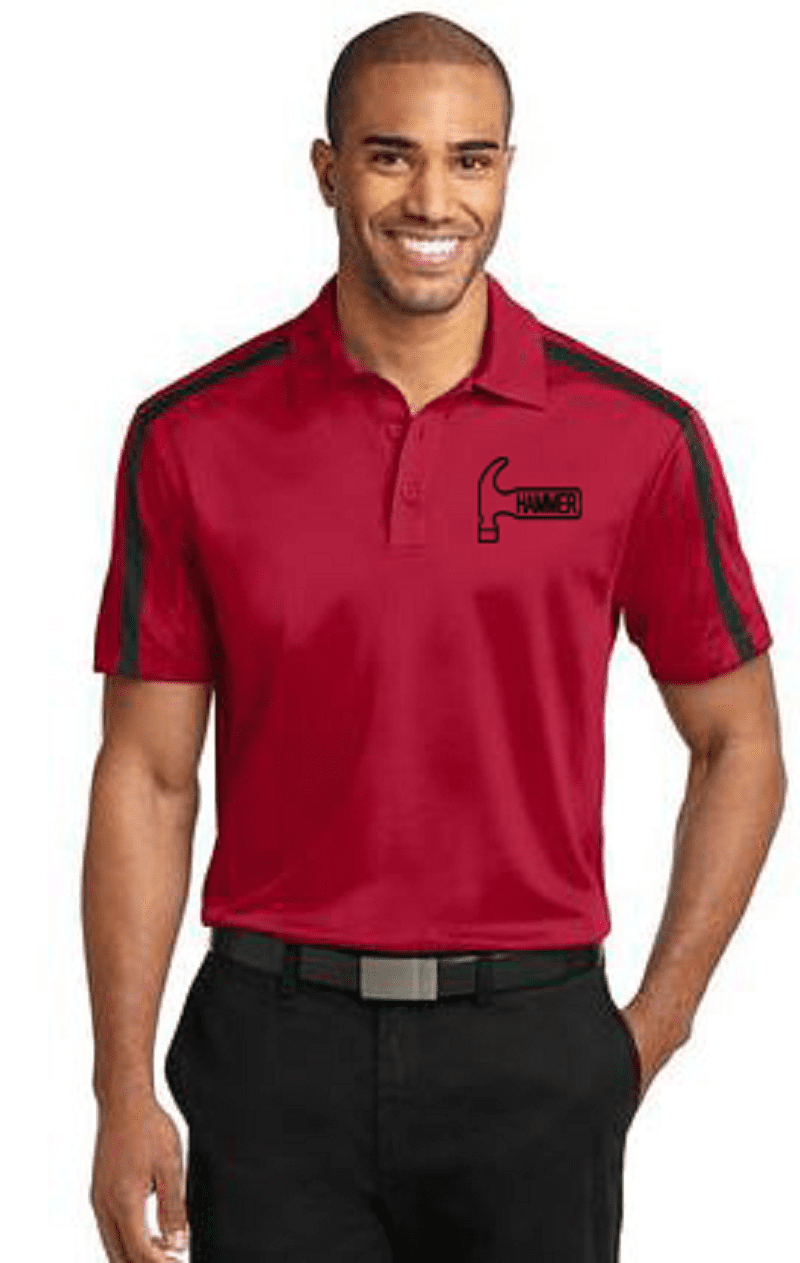 Hammer Men's Burn Performance Polo Bowling Shirt Dri Fit Red Black 
