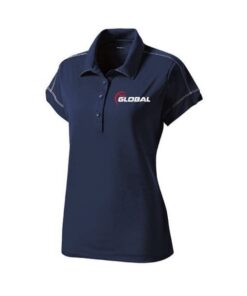 900 Global Women's Boo-Yah! Performance Polo Bowling Shirt Dri-Fit Navy