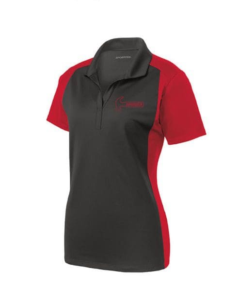 Hammer Women's Wrench Performance Polo Bowling Shirt Colorblock Grey Red