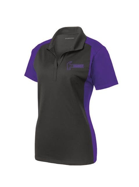 Storm Women's Manic Performance Polo Bowling Shirt Colorblock Grey Purple