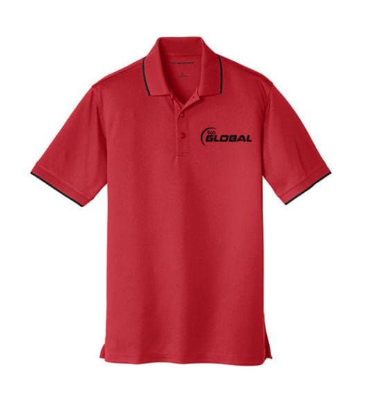 900 Global Men's Continuum Dry Zone Micro-Mesh Tipped Polo Bowling Shirt Red