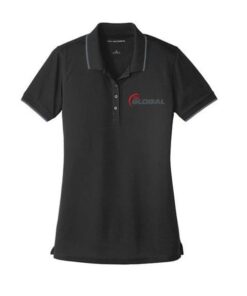 900 Global Women's Continuum Dry Zone Micro-Mesh Polo Bowling Shirt Black Grey