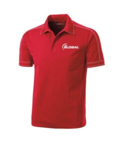 900 Global Men's Boo-Yah! Performance Polo Bowling Shirt Dri-Fit Red