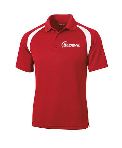 900 Global Men's Wisdom Performance Polo Bowling Shirt Colorblock Grey Black Red 