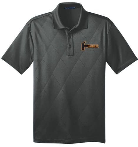 Hammer Men's Arson Performance Polo Bowling Shirt Dri-Fit Argyle Graphite Grey