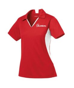 900 Global Women's Compass Performance Polo Bowling Shirt Dri-Fit Red White