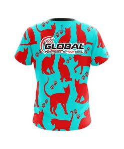 Alternative view of 900 Global Aqua Red Cat CoolWick Bowling Jersey